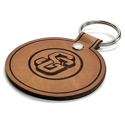 circular genuine leather key fob